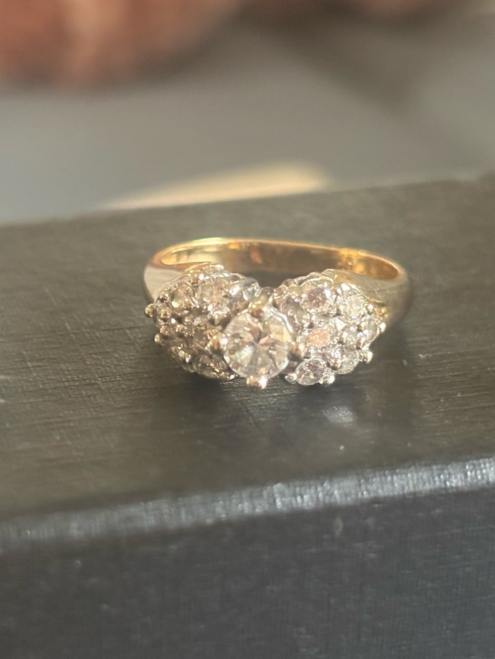14kGold Diamond heart Cluster Ring